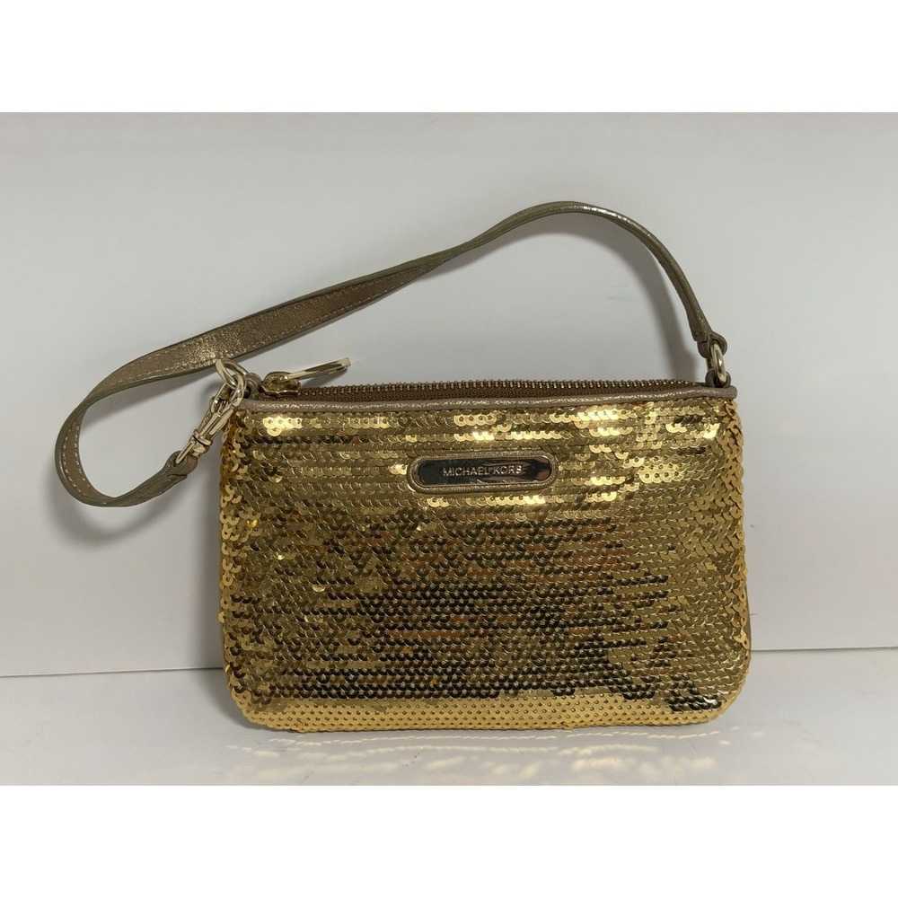 Michael Kors, Gold Sequin Wristlet Clutch
